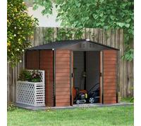 Shein Outsunny Caseta de Jardín Exterior 4,4 m² 240x206x198 cm Cobertizo de Jardín Exterior con Suelo Puerta Corredera y Cerradura Armario para Jardín Terra
