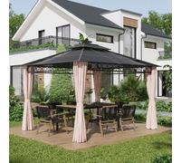 Shein Outsunny Cenador para Jardín 3,6x3 m con Marco de Alumnio Pabellón para Exterior con Techo de Policarbonato Anti-UV Gazebo para Fiestas Eventos Caqui
