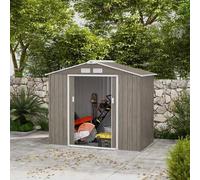 Shein Outsunny Cobertizo de Jardín 2,5m² con Base de Refuerzo Sin Suelo 213x130x185 cm Caseta de Jardín Exterior con 2 Puertas Correderas y 4 Ventanas para