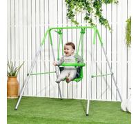 Shein Outsunny Columpio Infantil de Acero Columpio para Niños de 6-36 Meses con Respaldo y Cinturón de Seguridad para Interiores y Exteriores Carga Máx. 25