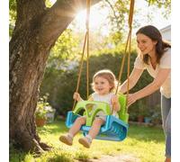 Shein Outsunny Columpio para Bebés 3 en 1 con Respaldo Desmontable Cuerdas Ajustables y Barra en T Columpio Infantil para Niños de 9-36 Meses para Uso en In