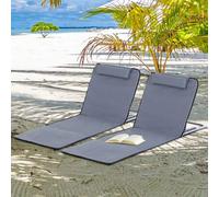 Shein Outsunny Conjunto de 2 Esterillas de Playa Plegable Esterillas con Respaldo Reclinable y 5 Niveles Reposacabezas y Bolsa de Transporte 134x48x33-43 cm