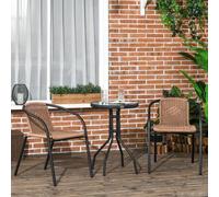 Shein Outsunny Conjunto de Mesa y 2 Sillas de Jardín Juego de 3 Piezas Sillas y Mesa de Ratán con 2 Sillas Apilables y 1 Mesa de Centro Redonda para Terraza