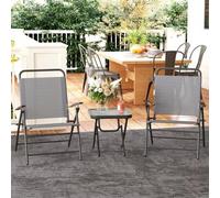 Shein Outsunny Conjunto de Mesa y Sillas de Terraza Exterior de 3 Piezas Muebles de Jardín Exterior Plegables con Respaldo Regulable Tablero de Vidrio y Est