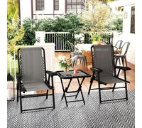 Shein Outsunny Conjunto de Mesa y Sillas de Terraza Exterior de 3 Piezas Muebles de Jardín Exterior Plegables con Estructura de Acero y Portavasos para Pati