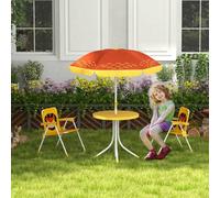 Shein Outsunny Conjunto de Mesa y Sillas para Exterior Infantil Set de 2 Sillas Plegables y Mesa para Niños Mesa con Sombrilla Ajustable en Altura Temática