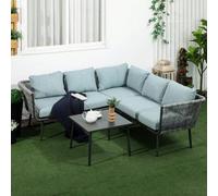 Shein Outsunny Conjunto de Muebles de Ratán 4 Piezas con Marco de Aluminio Set de Muebles de Jardín 2 Sofá de 2 Plazas Sofá de Esquina Mesa de Centro con 6