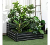Shein Outsunny Huerto Urbano de 2 Niveles Jardinera Exterior de Acero con Diseño de Escalera para Cultivos Plantas Medicina Herbaria Flores para Terraza Jar