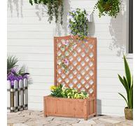 Shein Outsunny Jardinera con Enrejado de Madera Maciza Arriate Macetero con Soporte para Trepadora Cultivos Plantas Flores para Terraza Jardín Exterior Marr