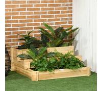 Shein Outsunny Jardinera de Madera Arriate de Jardín de 3 Niveles con Diseño de Escalera y Tela no Tejida Huerto Urbano para Cultivos Plantas Flores para Te