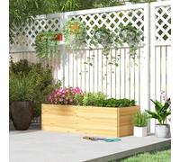 Shein Outsunny Jardinera de Madera Jardinera Exterior Grande con 3 Zonas de Cultivo y Forro Jardinera Rectangular para Jardín Balcón Terraza 140x60x40 cm Na