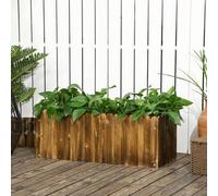 Shein Outsunny Jardinera de Madera Rectangular Macetero de Jardín con Orificio de Drenaje y Tela no Tejida para Plantas Flores Hierbas para Terraza Patio 80