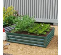 Shein Outsunny Jardinera Exterior Grande Rectangular de Acero Galvanizado Huerto Urbano para Cultivar Plantas Flores Hierba Macetero Grande Exterior con Bas