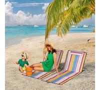 Shein Outsunny Juego de 2 Esterillas de Playa Plegables 124x53x50 cm con Respaldo Ajustable y Reposacabezas Esteras de Playa Portátil de Tela Oxford Acero c