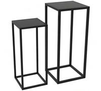 Shein Outsunny - Juego de 2 soportes para plantas, taburetes con patas de acero, diseño escandinavo, soportes para flores para jardín y balcón, color negro