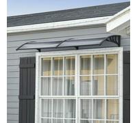 Shein Outsunny Marquesina Exterior para Puertas y Ventanas 196x75 cm Tejadillo de Protección contra Sol y Lluvia con Cubierta de Policarbonato Negro