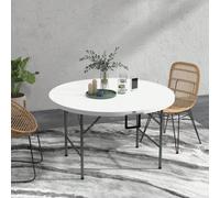 Shein Outsunny Mesa Auxiliar Redonda Mesa de Jardín Plegable con Marco de Acero y Encimera de HDPE Carga 80 kg para Interior y Exterior Ø122x73 cm Blanco