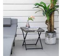 Shein Outsunny Mesa Plegable para Jardín Terraza Patio de Ratán y Acero Inoxidable con Patas Cruzadas 40x40x40 cm