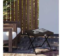 Shein Outsunny Mesa Plegable para Jardín Terraza Patio de Ratán y Acero Inoxidable con Patas Cruzadas 40x40x40 cm