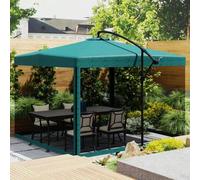Shein Outsunny Parasol Excéntrico Ø 295 cm Sombrilla de Jardín con Ángulo Regulable Mosquiteras Base Cruzada y Manivela para Terraza Patio Exterior