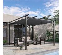 Shein Outsunny Pérgola con Techo Retráctil Pérgola de Aluminio 3x3 m Cenador con Tela de Poliéster Resistente al Agua Anti-UV Pabellón para Jardín Patio Ter