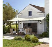 Shein Outsunny Pérgola de Pared 6x3 m Cenador Gazebo con Techo de Poliéster Impermeable y Estructura Metálica Pabellón para Patio Terraza Balcón Crema