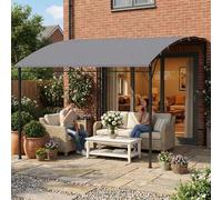 Shein Outsunny Pérgola de Pared de Jardín 2,8x3,8 m, Cenador de Jardín con Techo Inclinado, Orificios de Drenaje y Estructura Metálica, Resistente a la Inte