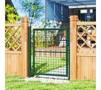 Shein Outsunny Puerta de Jardín 100x79 cm Puerta para Valla de Barra de Acero con Asa Cerradura y 3 Llaves para Exterior Patio Verde