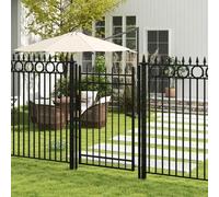 Shein Outsunny Puerta de Jardín Puerta para Valla de Acero Galvanizado con Decoración de Flechas Cerradura y Llaves Puerta para Exterior Patio 107x204 cm Ne