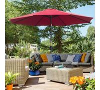 Shein Outsunny Sombrilla de Jardín Ø295x250 cm con Manivela Parasol Exterior con Mecanismo de Inclinación y Poste Desmontable de Metal para Terraza Piscina
