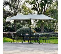 Shein Outsunny Sombrilla Doble de Jardín con 48 Luces LED Solar 450x265x240 cm Parasol Grande de Exterior con Manivela Protección Solar para Terraza Balcón