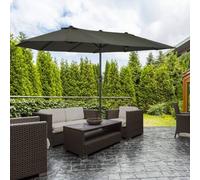 Shein Outsunny Sombrilla Parasol Doble para Jardín 4,55x2,65x2,38 m Sombrilla Gigante Anti UV con Manivela para Exterior Patio Terraza Piscina