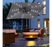 Shein Outsunny Sombrilla Terraza Exterior 268x205x248 cm Sombrilla de Jardín con Techo Inclinable hasta 45° Luces LED Solares Poste de Acero y Manivela Para