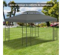 Shein Outsunny Techo de Repuesto 4x3 m para Cenador de Jardín 2 Niveles Transpirable con 10 Orificios de Drenaje Cubierta de Repuesto de Gazebo Pabellón Ext