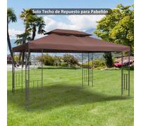 Shein Outsunny Techo de Repuesto 4x3 m para Cenador de Jardín 2 Niveles Transpirable con 10 Orificios de Drenaje Cubierta de Repuesto de Gazebo Pabellón Ext