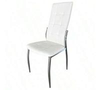 Shein Pack 4 sillas comedor modernas Laci polipiel cromadas blanco sillas para salón, cocina, comedor revestidas fácil limpieza con estructura metal cromado