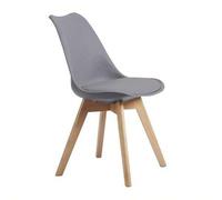 Shein Pack de muebles salón Bistro Gris 4 sillas comedor, asiento acolchado, patas madera haya, contemporáneo, moderno, 84x48x54 cm. Mobiliario con instrucc