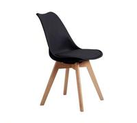 Shein Pack de sillas comedor Bistro estilo noruego hogar y oficina negras 4 unidades patas madera haya maciza asiento tapizado polipiel Mobiliario montaje A