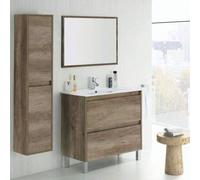 Shein Pack Mueble De Baño Con Espejo Y Lavamanos Incluido Ceramico, Incluye Columna De Baño O Aseo Color Nordik