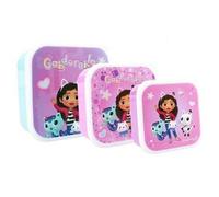 Shein Pack Porta Meriendas Gabby DollHouse 3 en 1, Fiambrera Gabby DollHouse, Sandwichera Gabby DollHouse Infantil, 12 x 12 x 6 cm, Licencia Original 100%,