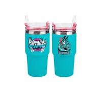 Shein Paladone Fortnite - Taza y pajita con aislamiento azul para jugadores de 600 ml, botella de agua con licencia oficial para bebidas frías y calientes,