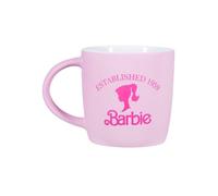 Shein Paladone Taza de cerámica con logotipo rosa oficial de Barbie para agua, té helado o café, taza coleccionable de muñeca Barbie Mattel para fanáticos d