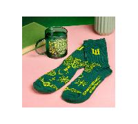 Shein Paladone Wicked Movie - Juego de taza y calcetines de cristal - Regalo oficial de Disney para fanáticos malvados, taza de Defy Gravity con tinte verde