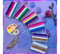 Shein Paleta de 12 colores de pintura facial Y2K | Maquillaje mate de alta pigmentación - Diseño de rayas arcoíris que se desliza y dura todo el día | Festi