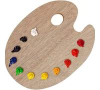 Shein Paleta de madera con forma ovalada y orificio ergonómico para el pulgar, superficie de mezcla suave - Herramienta de pintura de alta calidad apta para