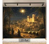 Shein Pancarta de escena de natividad de 13x6 pies de poliéster con camello, marrón claro, fondo de jardín al aire libre, adecuada para decoración navideña