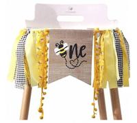Shein Pancarta para silla alta con tema de abeja para el 1er cumpleaños - Decoración con tema de cumpleaños de abeja, Pancarta de abeja para el 1er aniversa