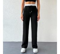 Shein Pantalón Confort Cinturón Elastano Blanco Fondo Mujer