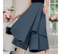 Shein Pantalón culotte de pierna ancha con dobladillo asimétrico, informal, de largo medio
