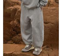 Shein Pantalón de chándal holgado para hombre de unicolor con cordón y cintura elástica, pantalón de sudadera amplio y largo, liso, color gris claro, para s